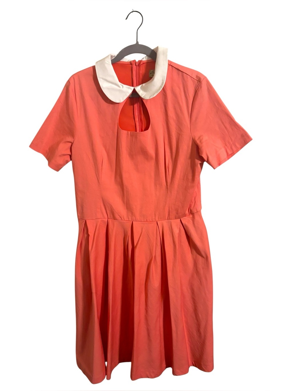 Lindy Bop Retro 50s Inspired Orange Pink Peter Pan Collar Dress 2X/14